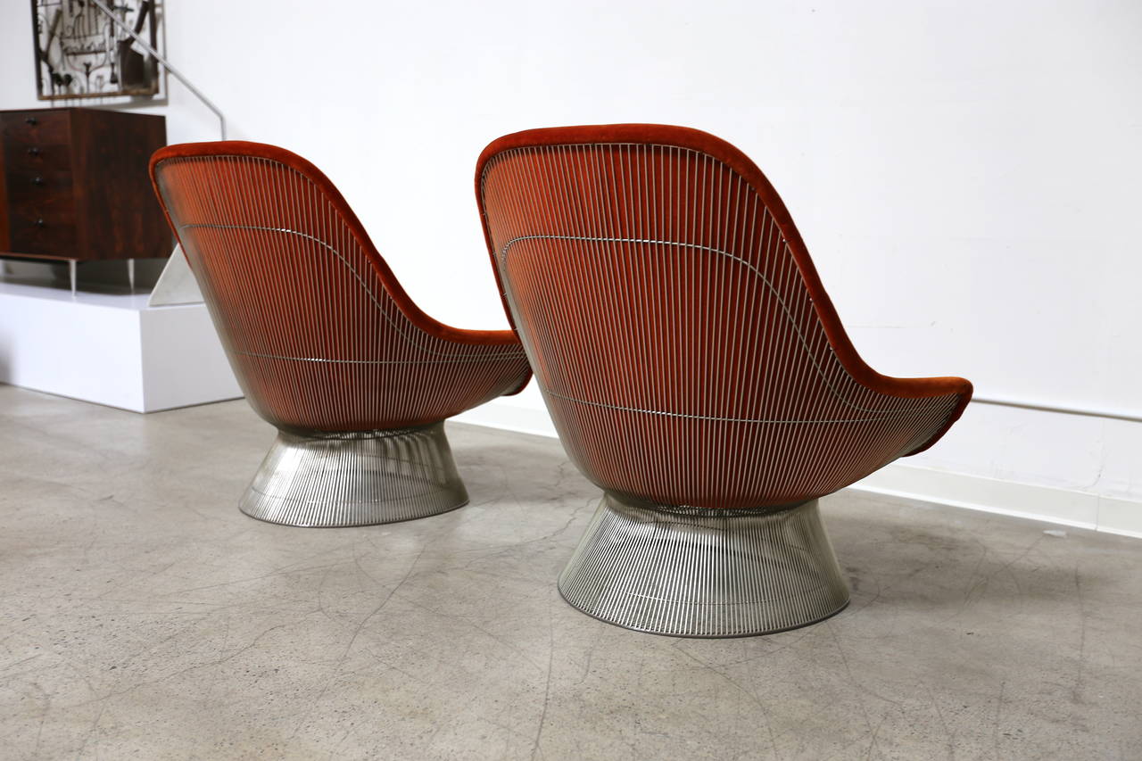 20th Century Pair of Burnt Orange Lounge Chairs by Warren Platner for Knoll, 1976