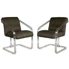 Pair of Lucite Arm Chairs by Lion in Frost