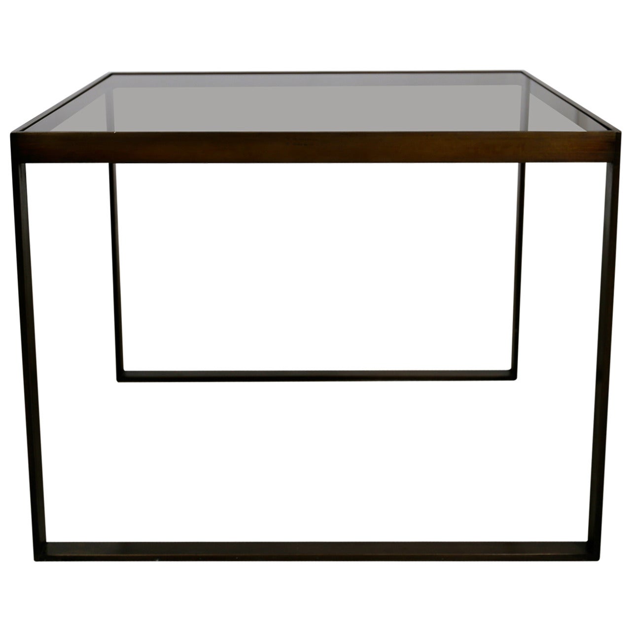 Bronze and Smoked Glass Side Table by Edward Wormley for Dunbar