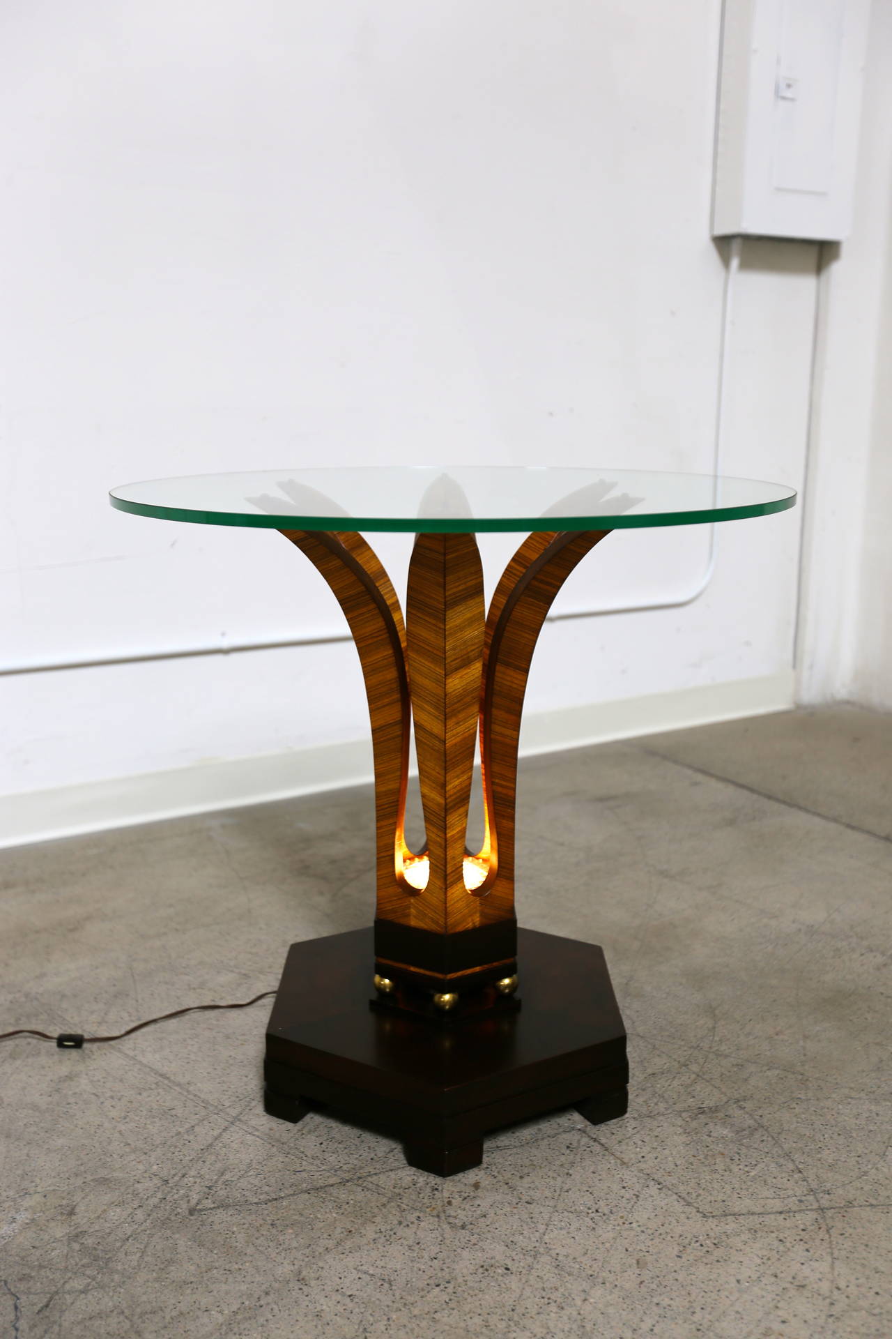 American Rare Illuminated Tawi Wood Side Table by Edward Wormley for Dunbar