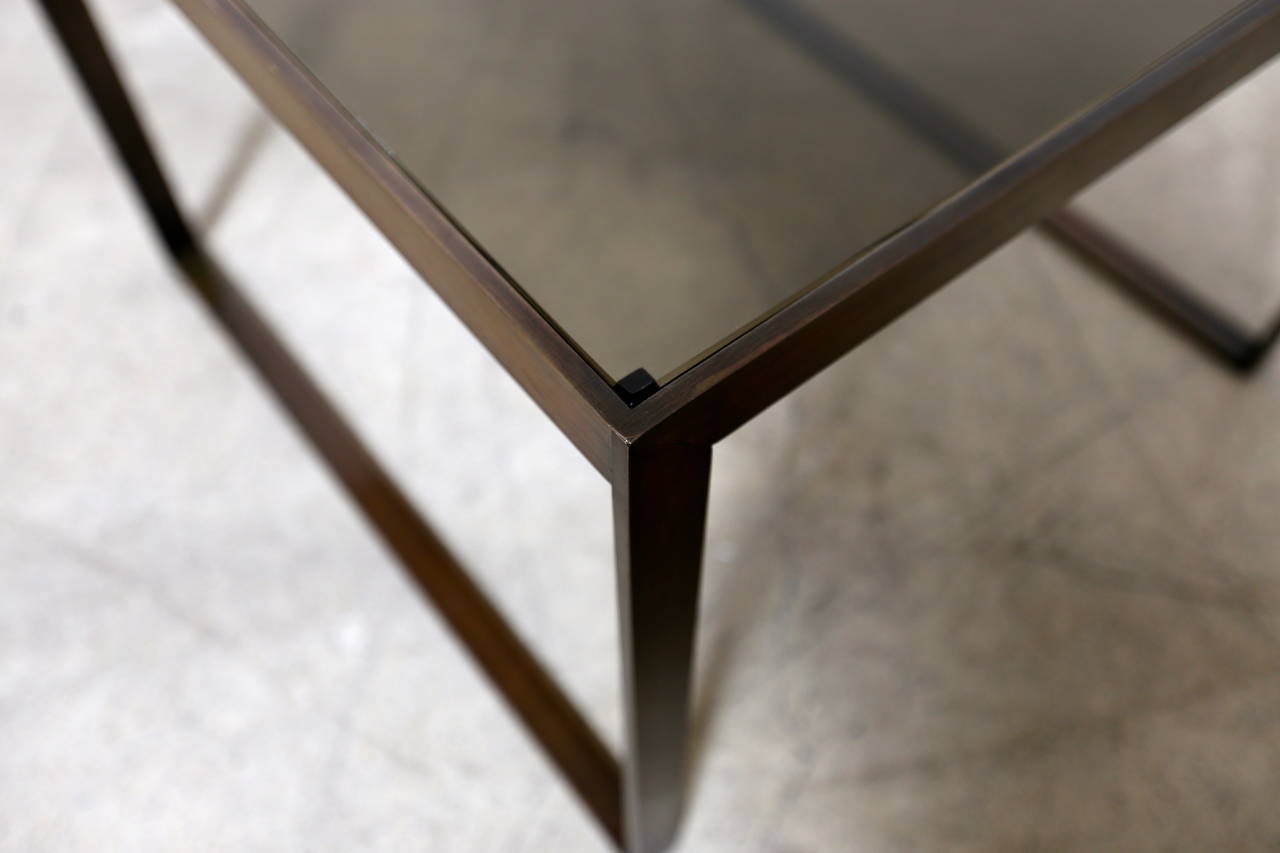 Bronze and Smoked Glass Side Table by Edward Wormley for Dunbar In Good Condition In Costa Mesa, CA