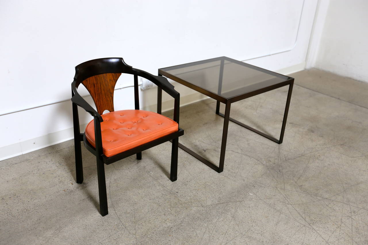 Mid-Century Modern Bronze and Smoked Glass Side Table by Edward Wormley for Dunbar
