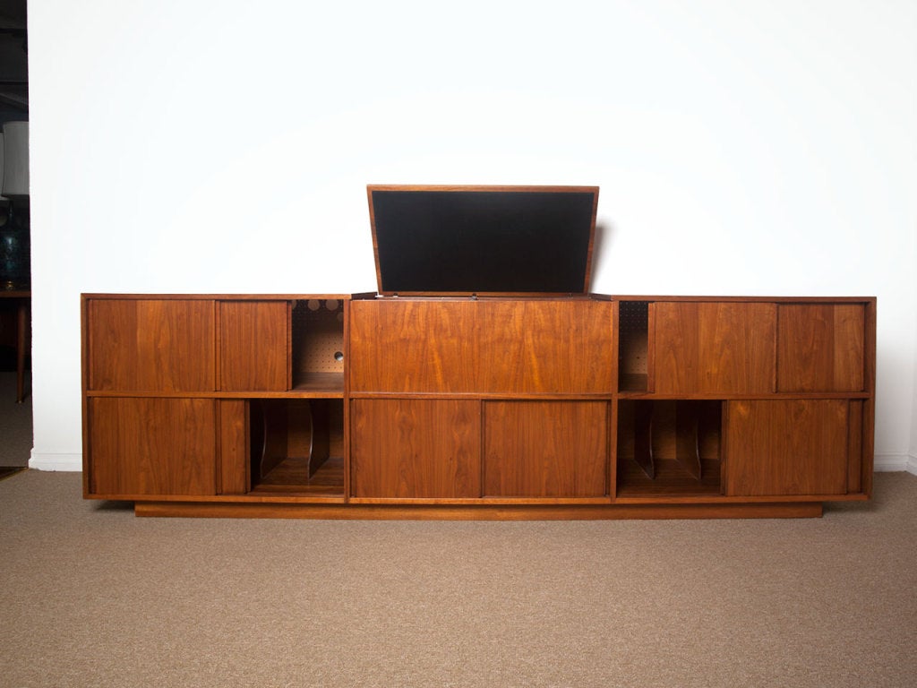 Walnut Huge mid century custom record console