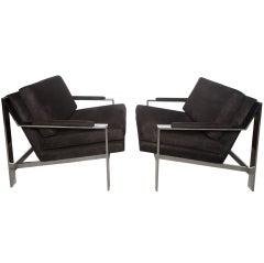 Pair of Chrome Lounge Chairs by Milo Baughman for Thayer Coggin