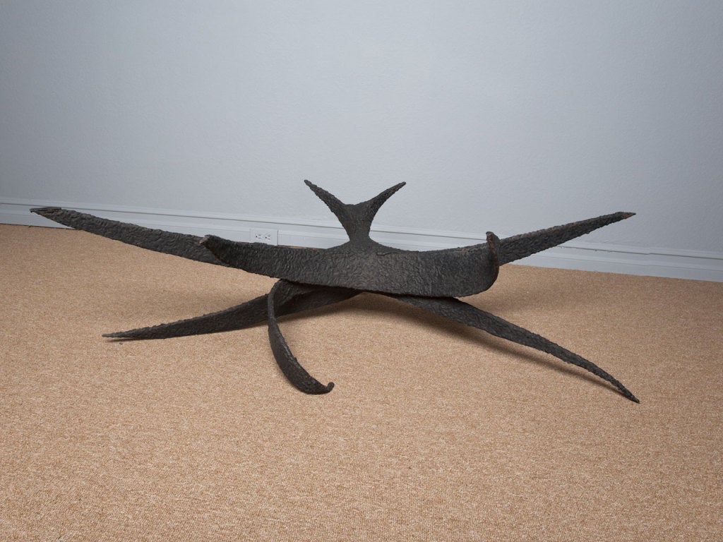 Sculptural brutal coffee table base attributed to artist Daniel Gluck.