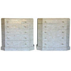 Pair of Tessellated Stone Chest of Drawers Signed Maitland Smith