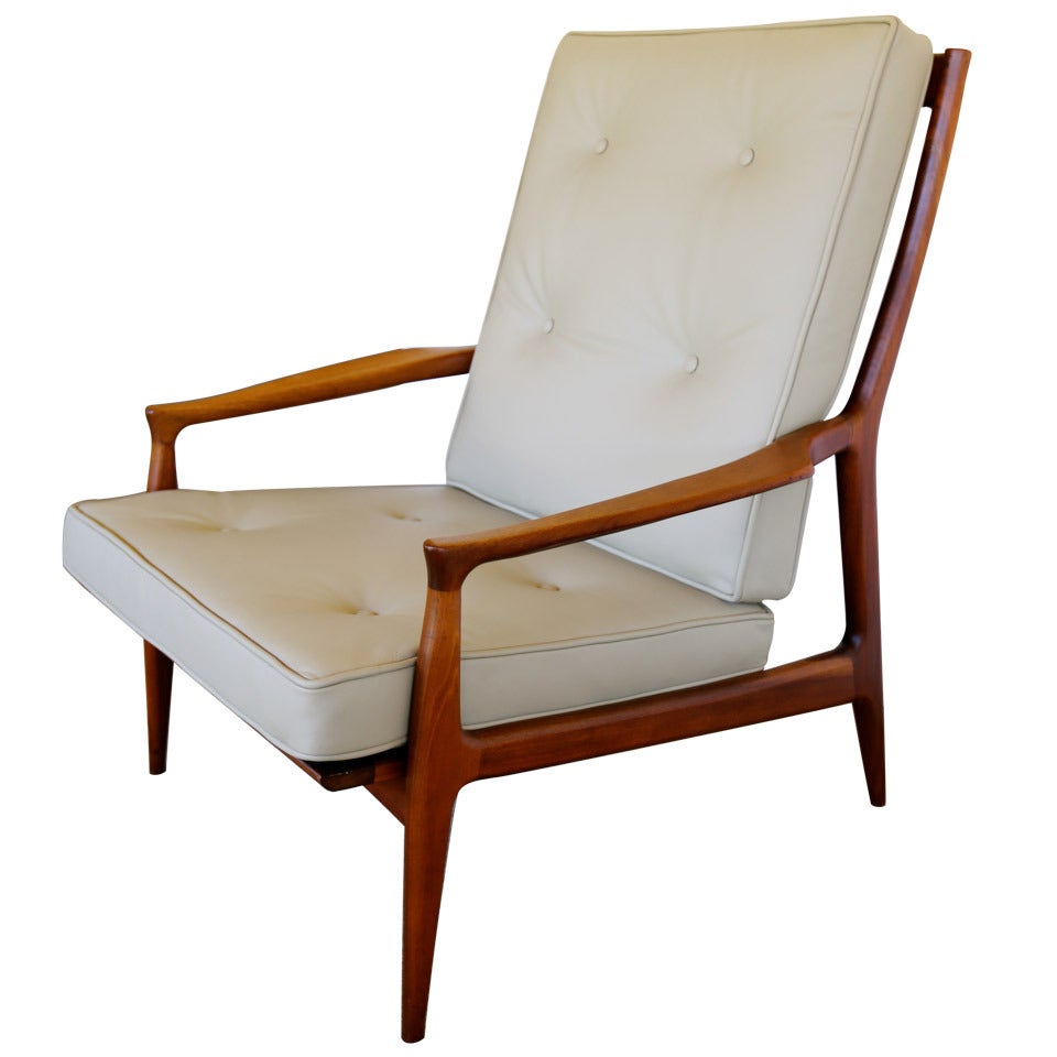 Walnut & Leather Lounge Chair by Milo Baughman