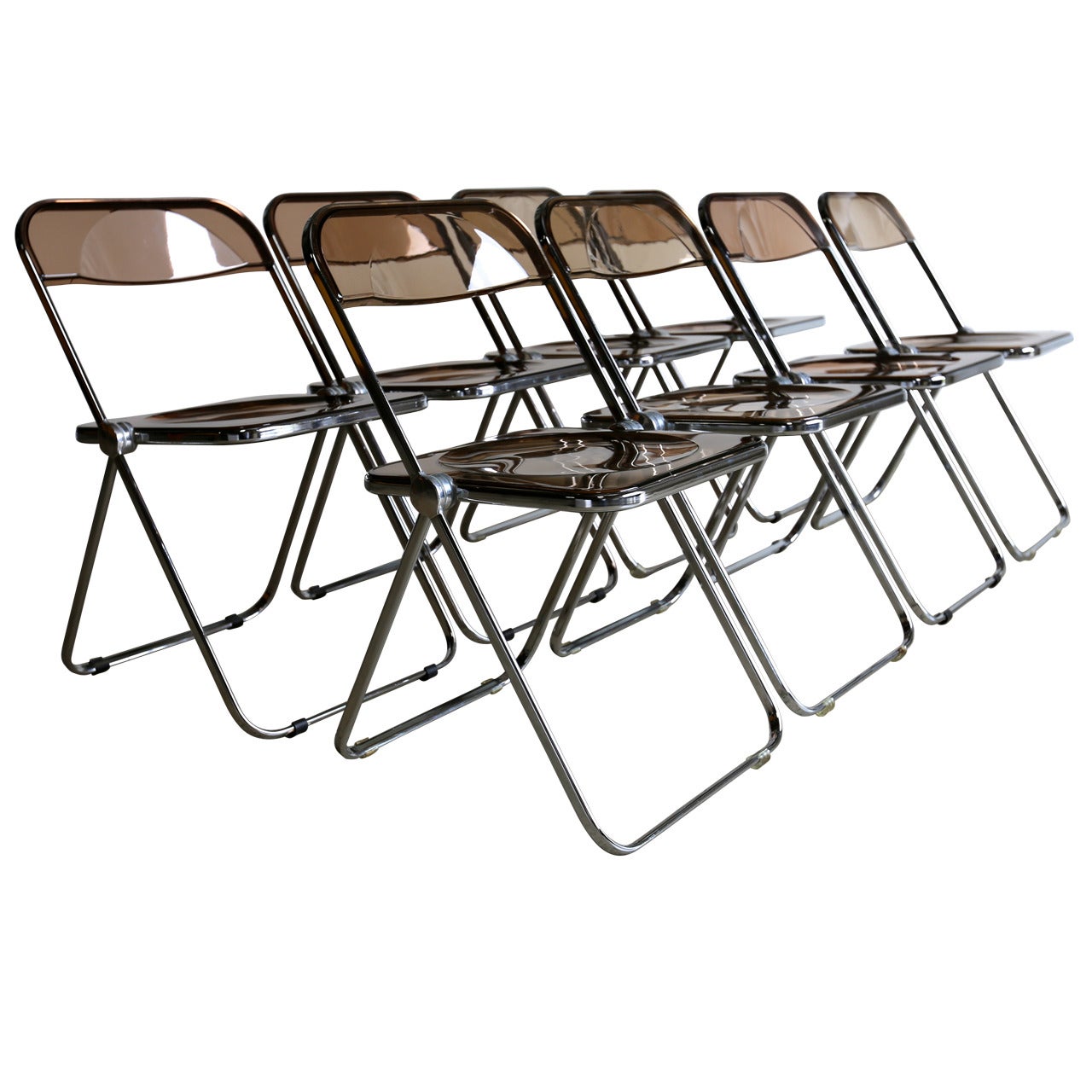 Set of Eight "Plia" Chairs by Giancarlo Piretti for Castelli