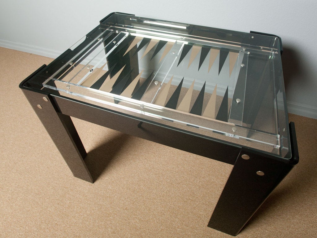 Black and clear lucite backgammon game table 5