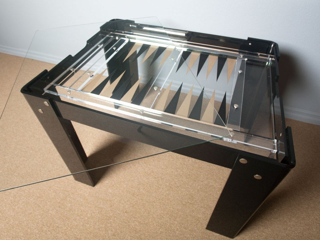 20th Century Black and clear lucite backgammon game table