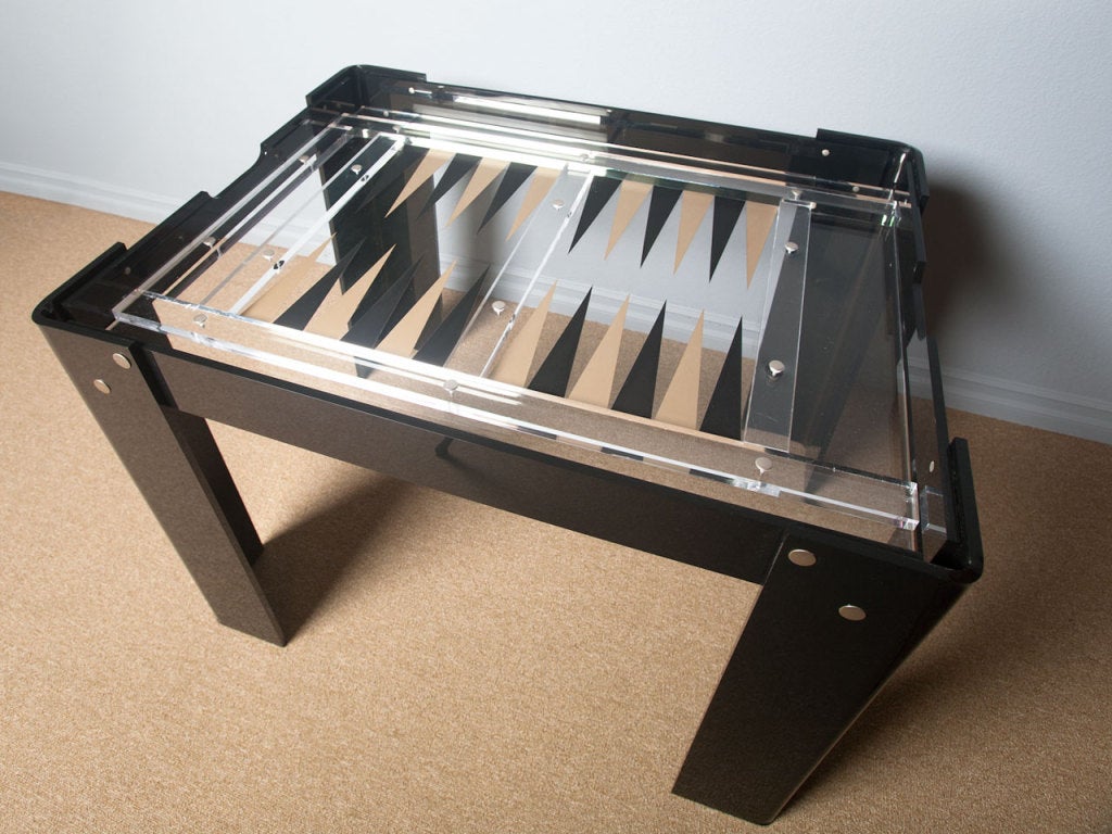 Lucite Black and clear lucite backgammon game table