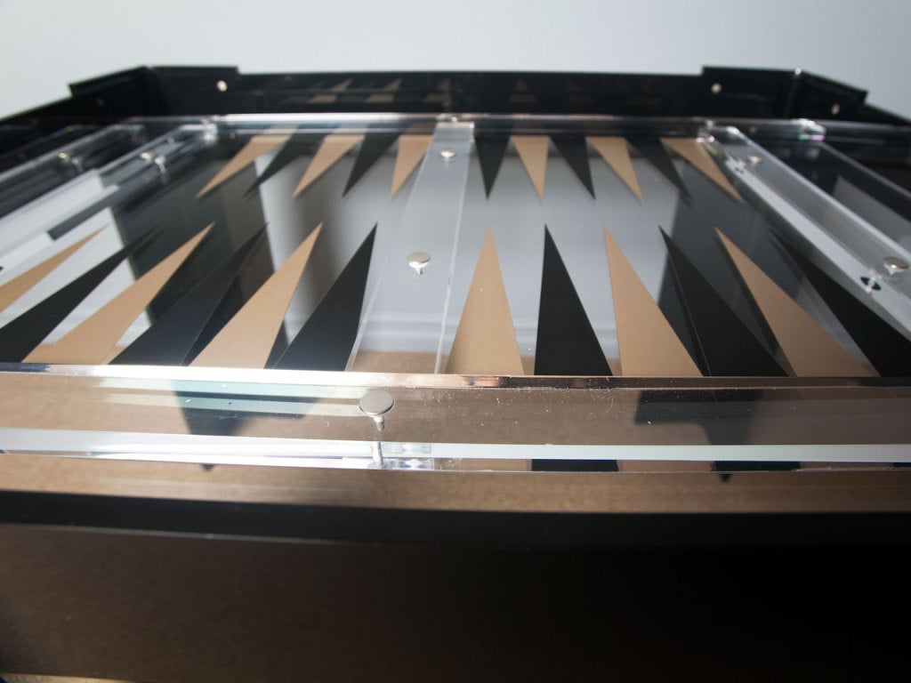 Black and clear lucite backgammon game table 1