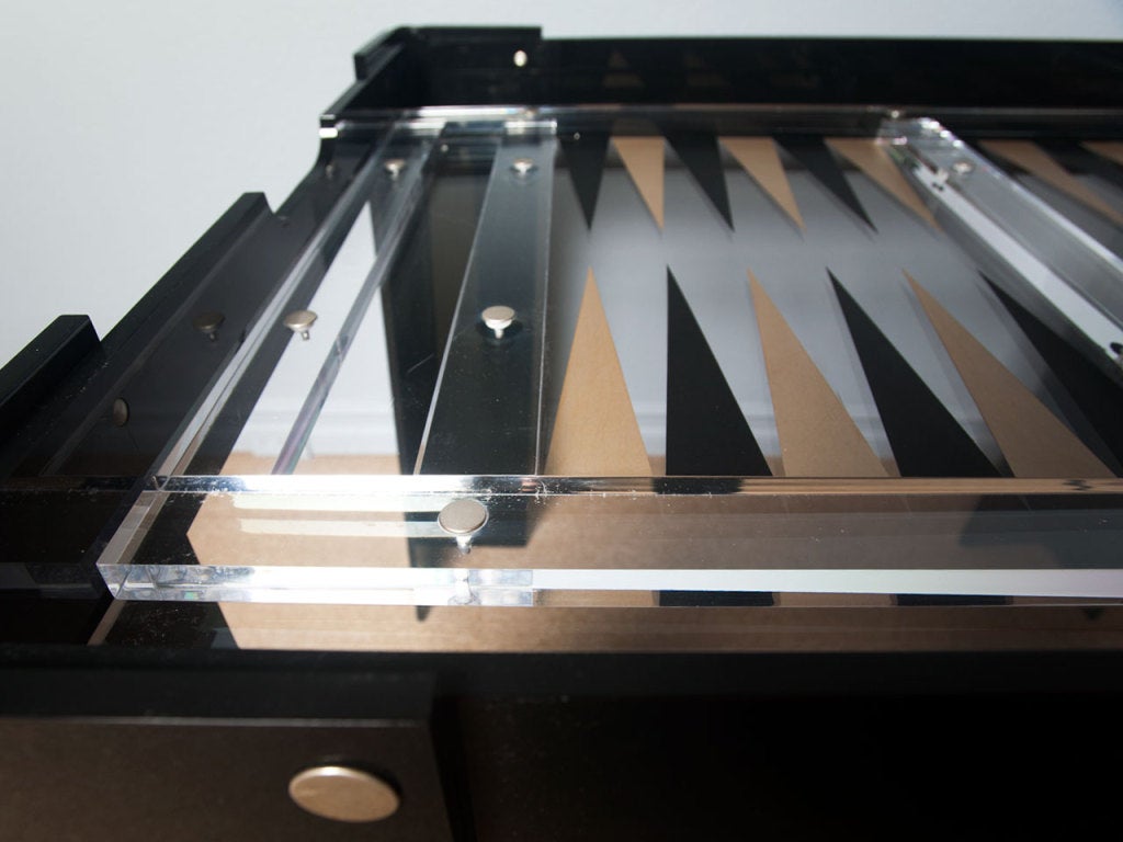 Black and clear lucite backgammon game table 2