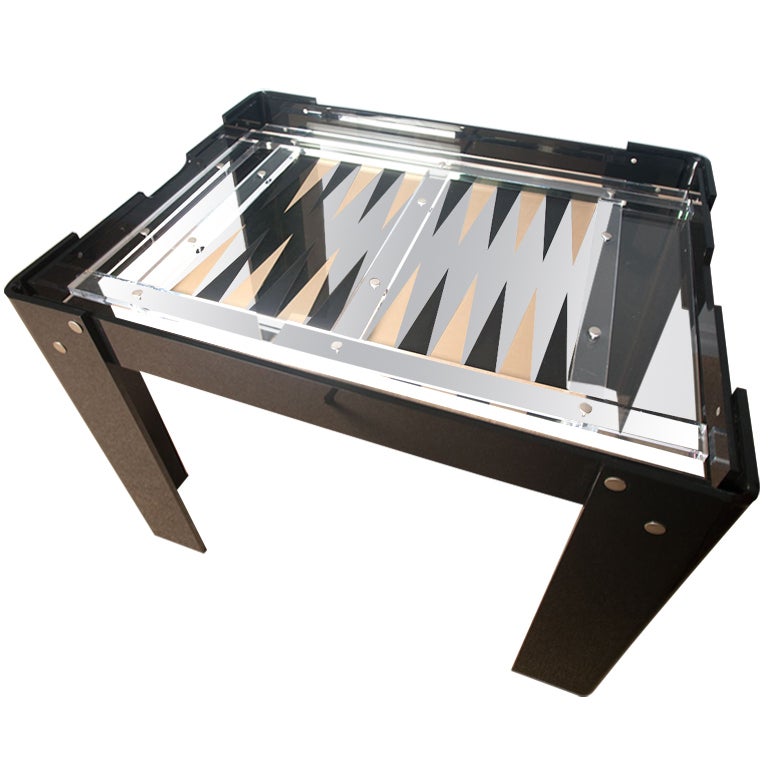 Black and clear lucite backgammon game table
