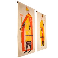 Pair Of "King & Queen" Tapestries By Evelyn Ackerman For Era