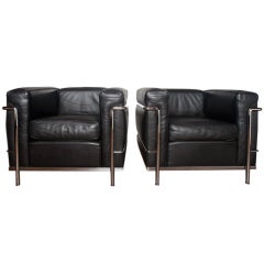 Pair Of LC2 le Corbusier Lounge Chairs by Cassina