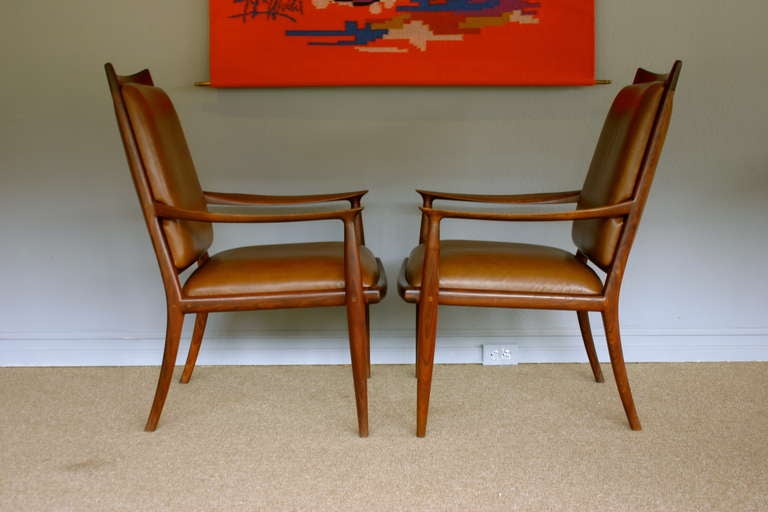 Mid-Century Modern Pair of Handcrafted High Back Lounge Chairs by John Nyquist