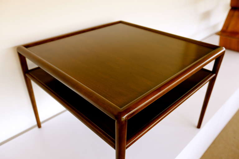 Mid-20th Century Two Tier Walnut Side Table by T.H. Robsjohn-Gibbings