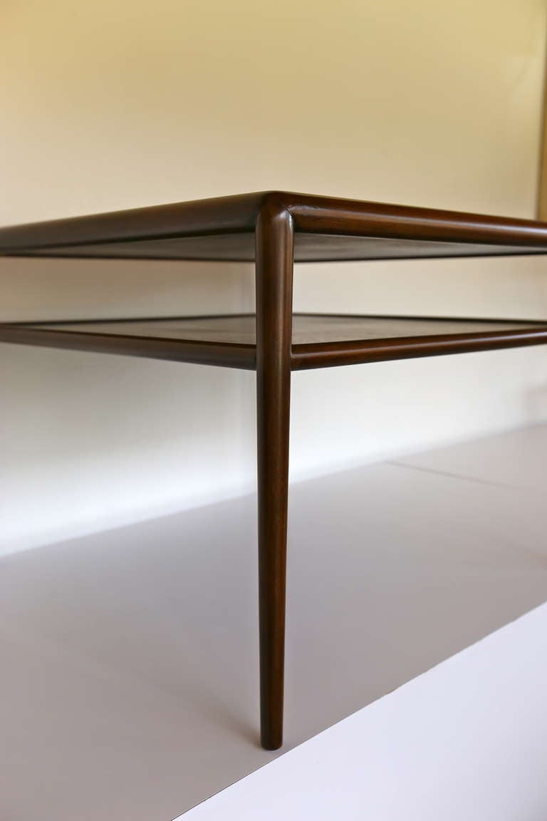 Two Tier Walnut Side Table by T.H. Robsjohn-Gibbings In Excellent Condition In Costa Mesa, CA