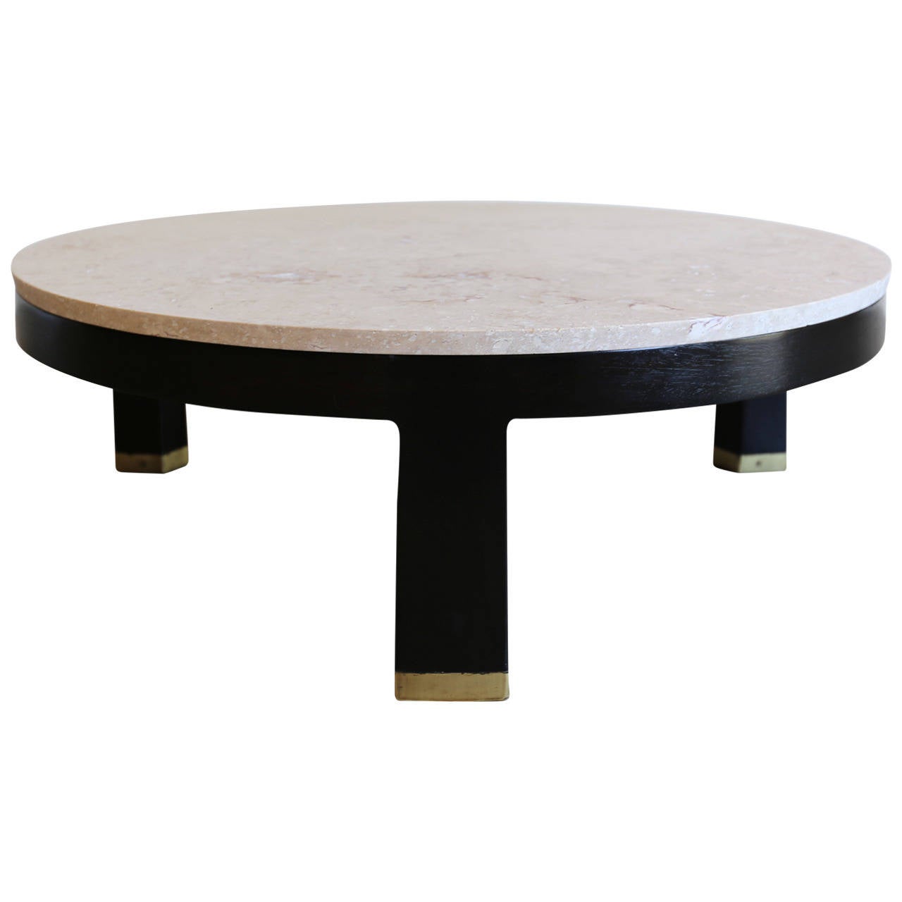 Travertine Coffee Tables / Travertine and Sculptural Walnut Coffee Table at 1stdibs / The curved travertine top of this marin oval coffee table strikingly contrasts with the delicate lines of its wood base.