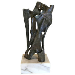 Brutalist Abstract Bronze Sculpture