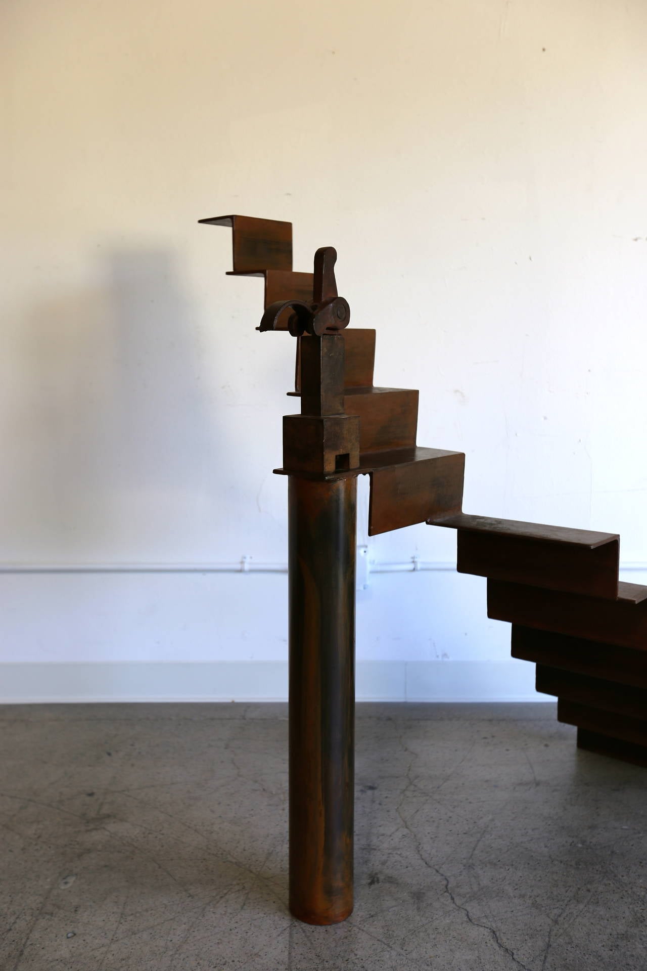 Modernist Steel Infinite Stairs Sculpture In Excellent Condition In Costa Mesa, CA
