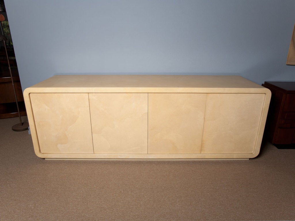 Custom 70's lacquered goatskin credenza