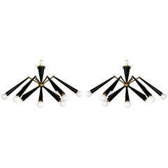 Pair of 1950
s Italian Sculptural Ceiling Fixtures attributed to Stilnovo