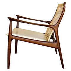 Sculptural Caned Back Lounge Chair by Kofod-Larsen