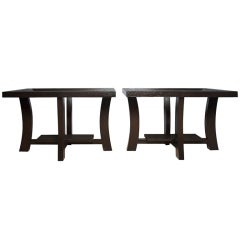 Pair Espresso Finished Side Tables Table By Paul Frankl