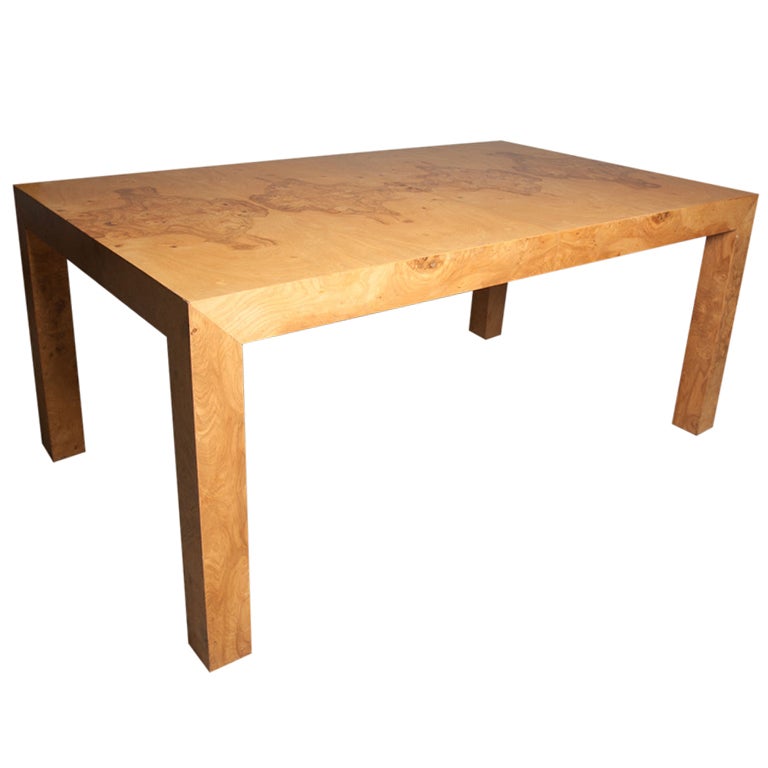 Burl Wood Parsons Dining Table By Milo Baughman