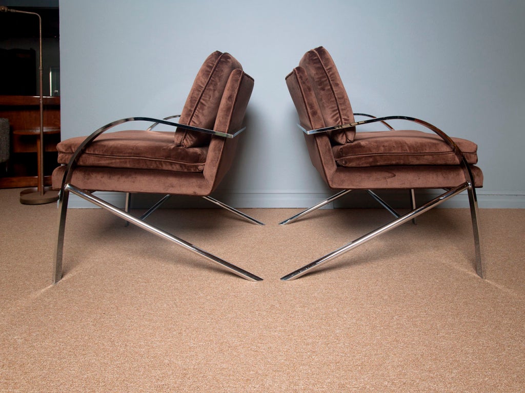 Pair of ARCO chrome lounge chairs in the style of PAUL TUTTLE.