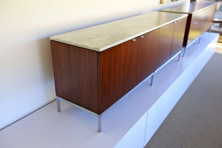 Late 20th Century Florence Knoll Rosewood & Marble Credenza