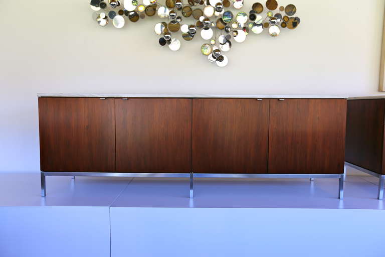 Florence Knoll Rosewood & Marble Credenza.