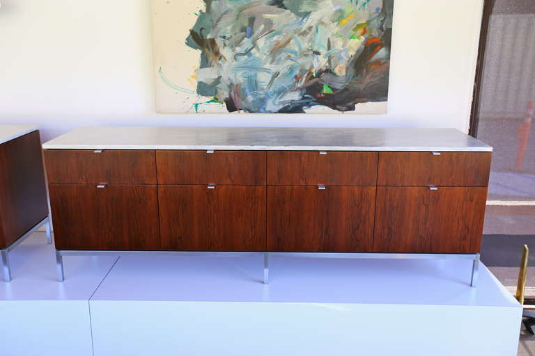 Late 20th Century Florence Knoll Rosewood & Marble Credenza