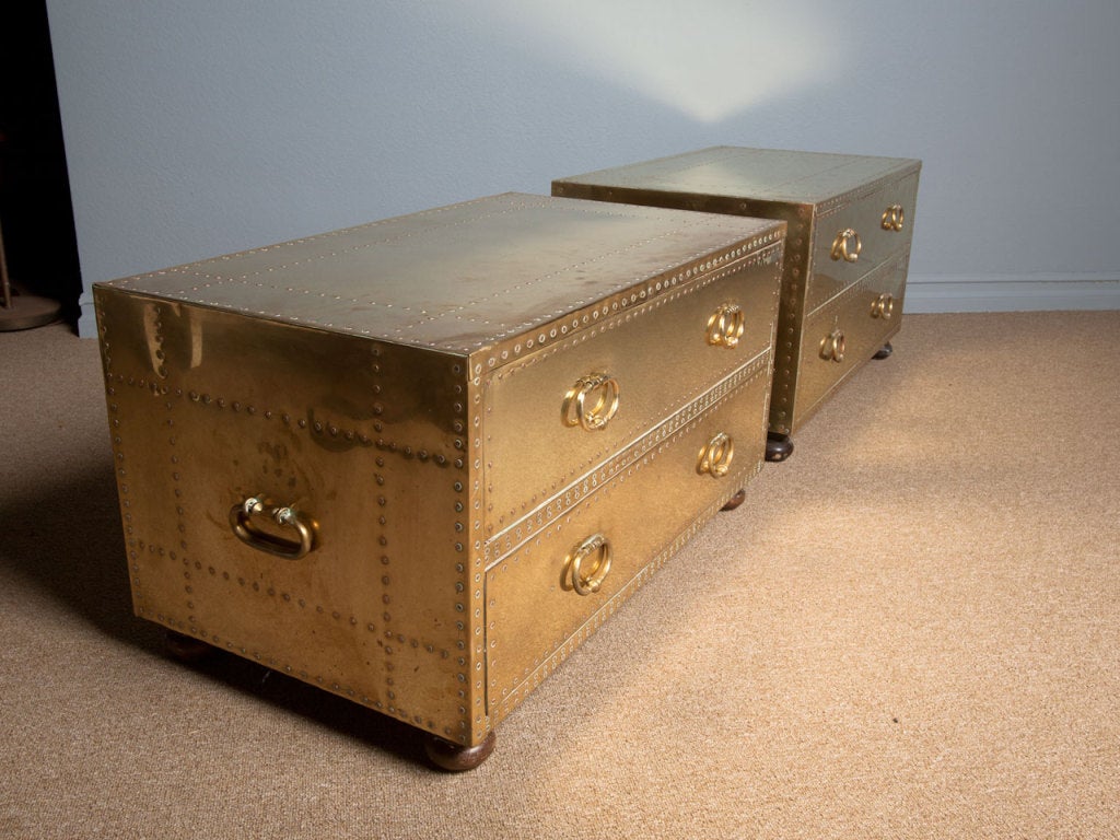 Pair Of Studded Brass Chest By Sarreid Ltd. Of Spain 1