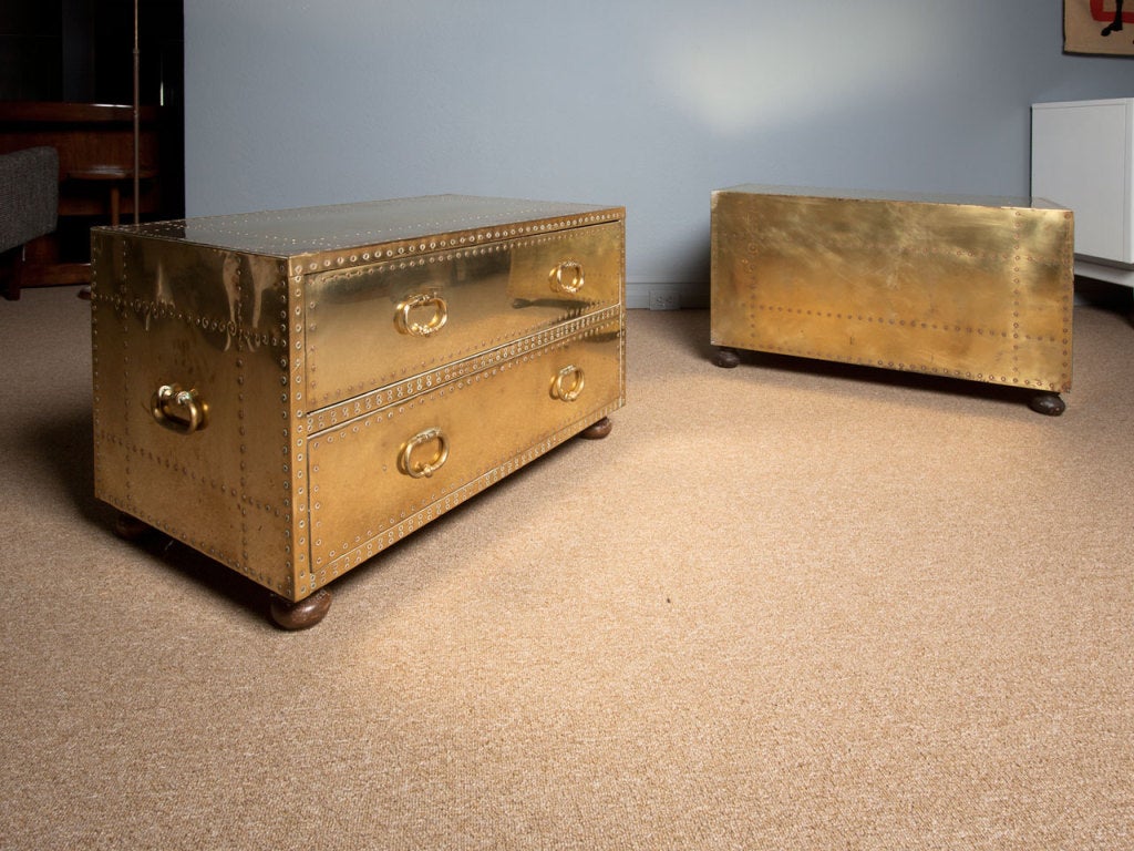 Pair Of Studded Brass Chest By Sarreid Ltd. Of Spain 4