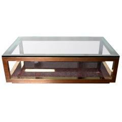 Solid Brass, Glass And Granite Parsons Style Coffee Table