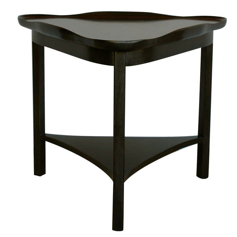 Ebonized Triangle Side Table By Johnson Furniture Co. at 1stDibs
