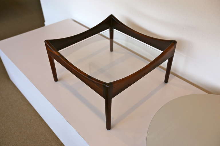 Kristian Solmer Vedel Rosewood and Stainless Steel Side Catch-All Table In Excellent Condition In Costa Mesa, CA
