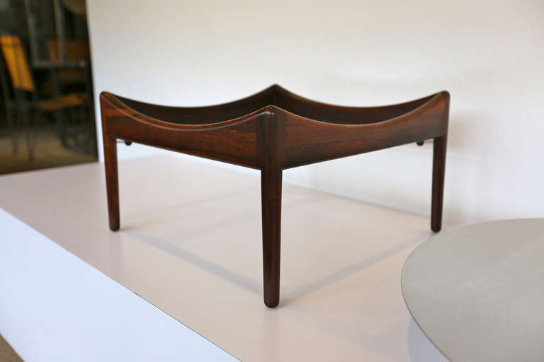 Mid-20th Century Kristian Solmer Vedel Rosewood and Stainless Steel Side Catch-All Table