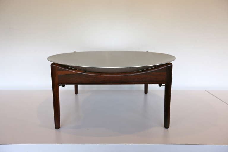 Danish Kristian Solmer Vedel Rosewood and Stainless Steel Side Catch-All Table