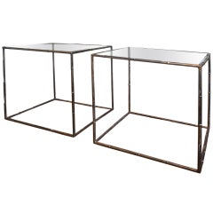 Pair Of Gilt Metal Faux Bamboo Side Tables