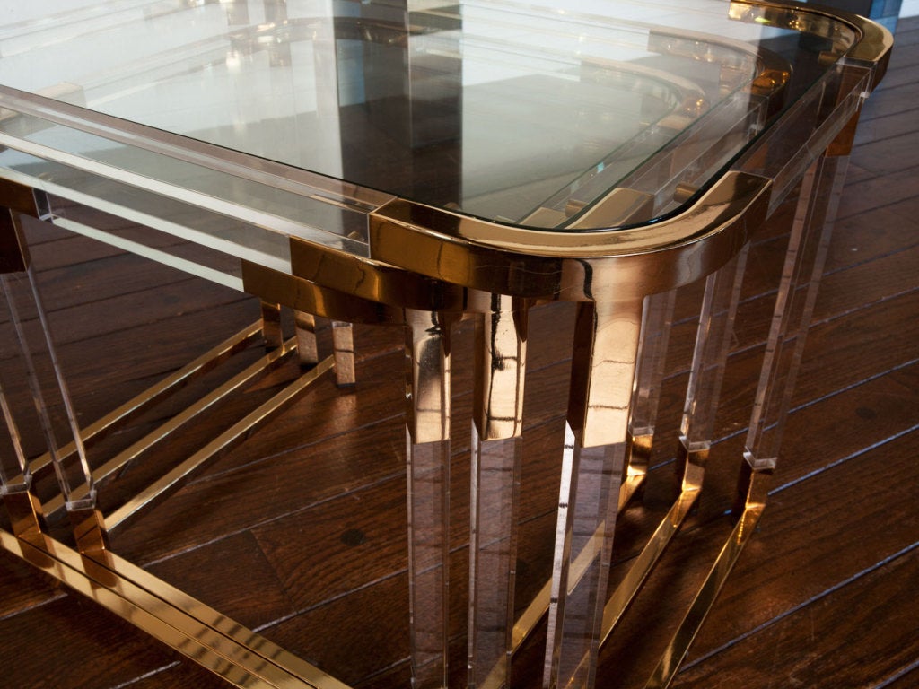 Set Of Lucite & Brass Nesting Tables By Charles Hollis Jones 6