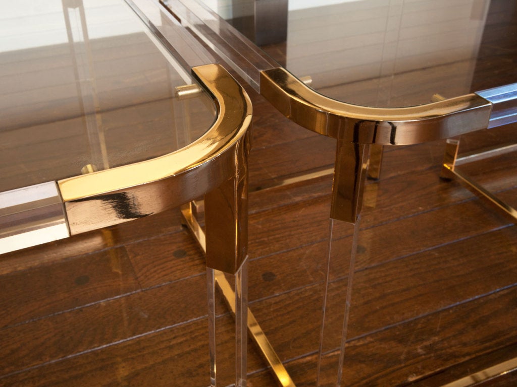Set Of Lucite & Brass Nesting Tables By Charles Hollis Jones 1