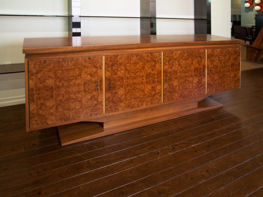 Mid-20th Century French Burl Wood Credenza