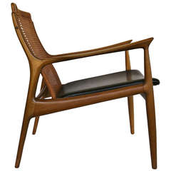 Caned Lounge Chair by IB KOFOD LARSEN for Selig of Denmark