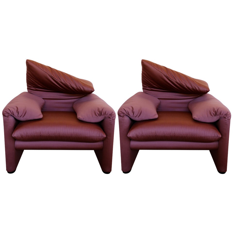 Pair of Vico Magistretti Lounge Chairs for Cassina