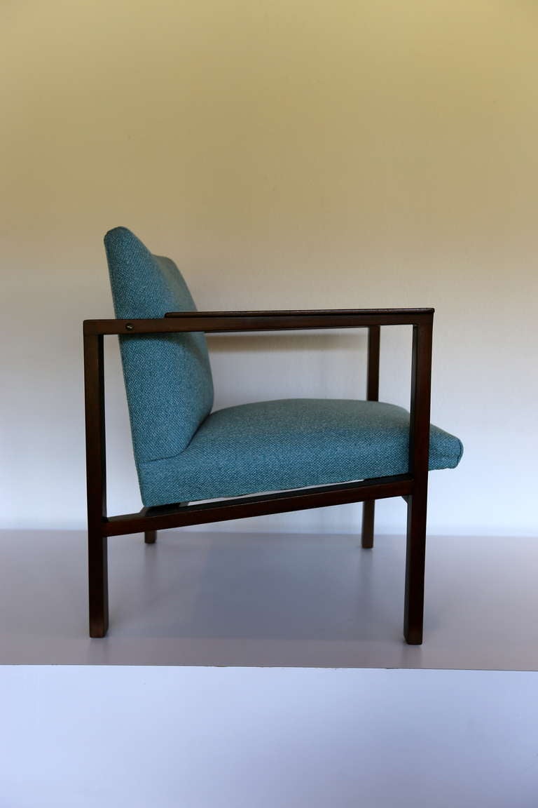 Edward Wormley Walnut Open Arm Lounge Chair.