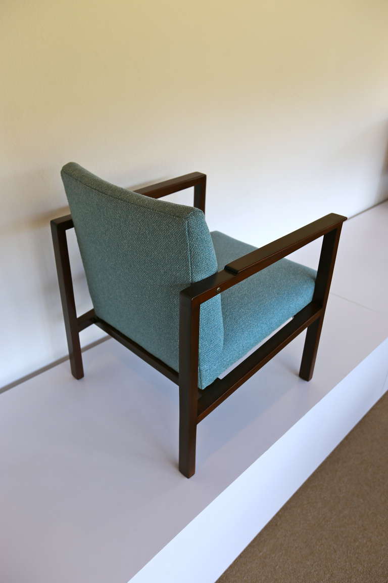 American Edward Wormley Walnut Open Arm Lounge Chair